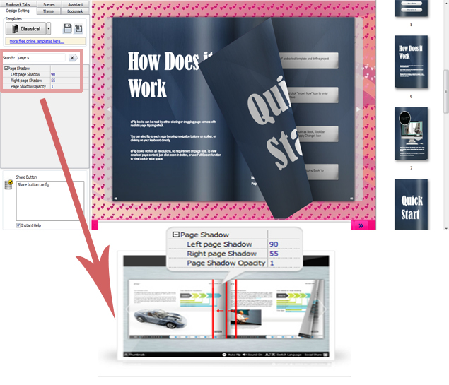 How Can Users Set the Flipbooks Page Shadow