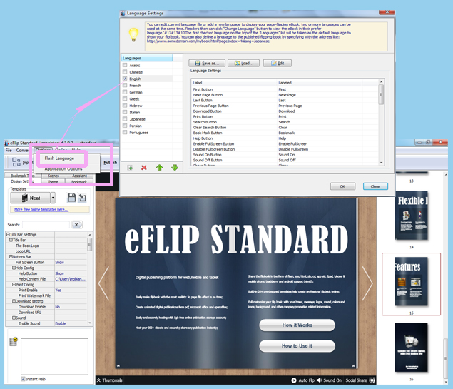 How to Select Languages for the Flipping page Books