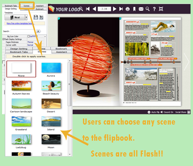 May the Scene Flash Be Used as Background of Flipping Book