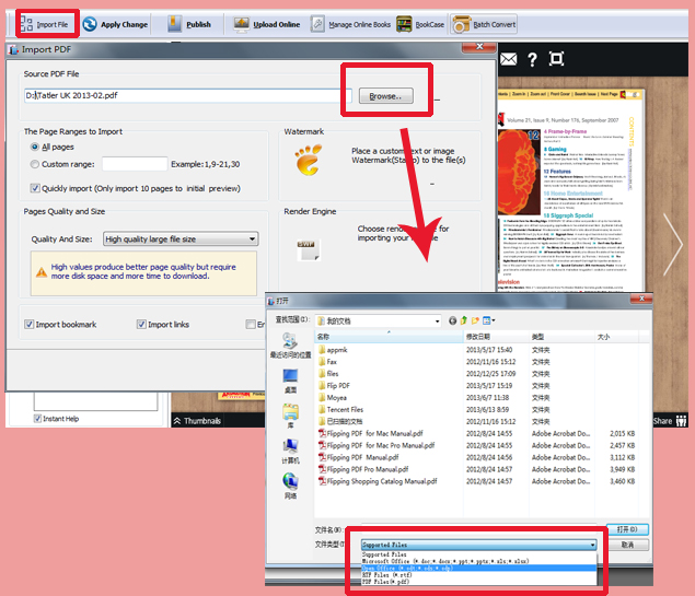 May Users Import PDF, Office and RTF Files to Flipping Page Software